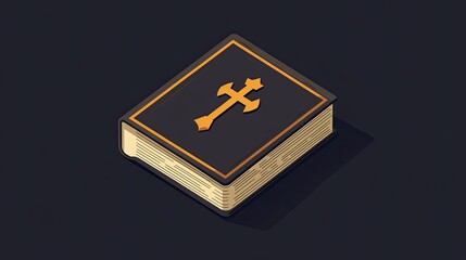 Poster - A Bible icon with a cross on the cover, representing scripture and holy text.