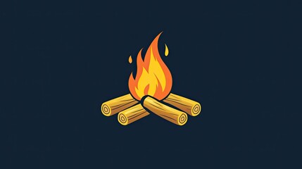 Poster - A campfire icon with logs, representing warmth and gatherings in the great outdoors.