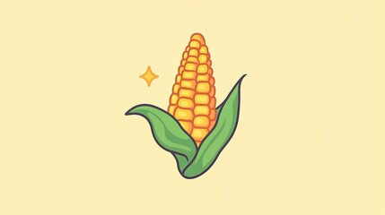Poster - A corn on the cob icon, representing staple vegetables and fresh produce.