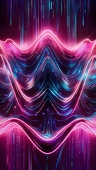 Wall Mural - Pink blue & purple digital neon lights
