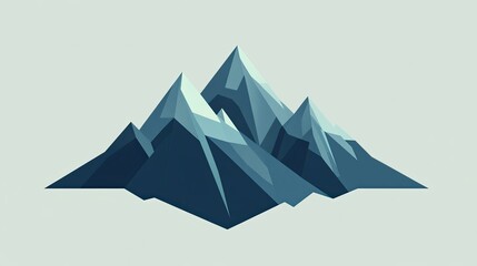 Aufkleber - Abstract mountain icon in a flat design, using a monochromatic color scheme. The peaks are smooth and stylized, giving a contemporary feel to the graphic.