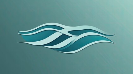 Poster - Abstract sea icon with smooth, curving lines representing waves, isolated on a gradient background. The design is sleek and contemporary.