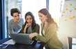 © SunriseDon/peopleimages.com - Business women, laptop and excited from content creation team success and tech strategy, Planning, conversation and news staff with article schedule and meeting with SEO update for company website