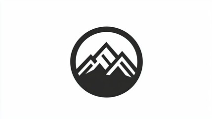 Aufkleber - Circular mountain icon with a simple, geometric design. The icon is framed by a thin line, creating a modern and sleek look suitable for logos or app icons.