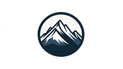 Aufkleber - Circular mountain icon with a simple, geometric design. The icon is framed by a thin line, creating a modern and sleek look suitable for logos or app icons.