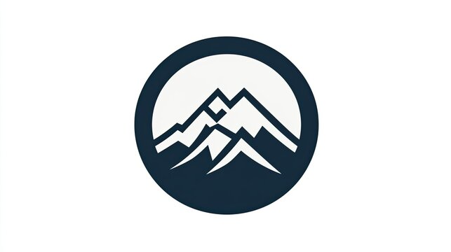 Circular mountain icon with a simple, geometric design. The icon is framed by a thin line, creating a modern and sleek look suitable for logos or app icons.