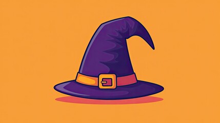 Icon of a witch's hat with a buckle, designed in a simple, flat style, representing Halloween and magic themes.