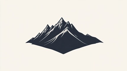 Minimalist mountain icon in dark gray on a light background, featuring sharp peaks and subtle gradients. The design is clean and modern, perfect for branding or logo use.