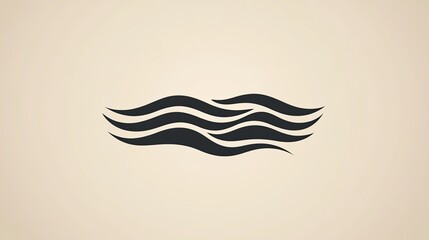 Poster - Monochrome sea icon with smooth, flowing lines representing waves, set against a neutral background. The design is simple yet elegant.