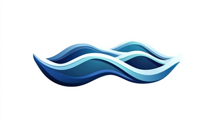 Poster - Stylized sea icon with three waves in varying shades of blue, creating depth and movement. The icon is centered on a white background.