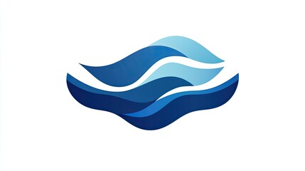 Poster - Stylized sea icon with three waves in varying shades of blue, creating depth and movement. The icon is centered on a white background.
