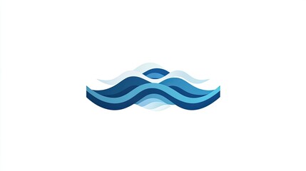 Poster - Stylized sea icon with three waves in varying shades of blue, creating depth and movement. The icon is centered on a white background.