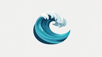 Aufkleber - Vector-style sea icon with a single wave cresting, rendered in a flat design. The icon is placed on a light background, with a simple and bold look.