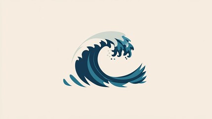 Aufkleber - Vector-style sea icon with a single wave cresting, rendered in a flat design. The icon is placed on a light background, with a simple and bold look.