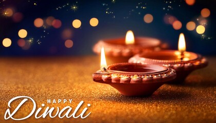 Poster - Happy Diwali Poster with Diya Lamp Poster Design