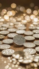 Wall Mural - Silver glitter bokeh background. Shiny holiday background. Wallpaper for web design