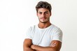 © Maryna - Brazilian Man. Confident Young Male Model Crosses Arms in Photogenic Pose