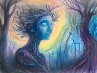 Wall Mural - Mystical Magical Talking Face Tree