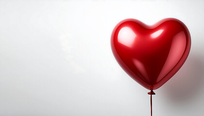 Poster -  A red heart-shaped balloon floating on a white background, symbolizing romance and cele_1(119)