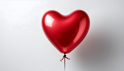 Poster -  A red heart-shaped balloon floating on a white background, symbolizing romance and celebrat_1(118)