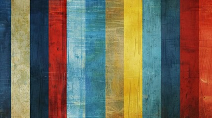 Canvas Print - Bold Bauhaus wallpaper featuring vibrant stripes in blue red and yellow with soft textures and gradient effects