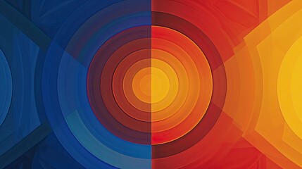 Canvas Print - Concentric squares in alternating primary colors on a Bauhaus background accented by soft textures