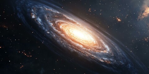 Wall Mural - A spiral galaxy with stars and light.