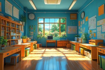 Canvas Print - Sunny Classroom Interior Design