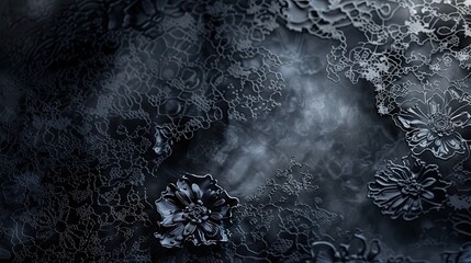 Wall Mural - Gothic-style background with intricate lace patterns over smoky textures and soft mist