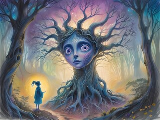 Wall Mural - Mystical Magical Talking Face Tree