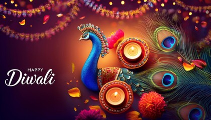 Poster - Happy Diwali Poster with Diya Lamp Poster Design