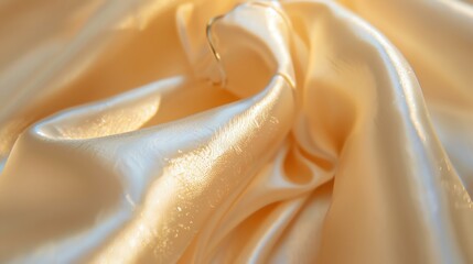 Wall Mural - Close-up of silky, beige fabric.