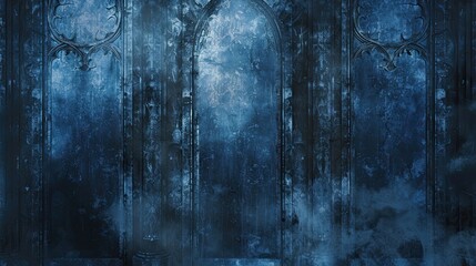 Wall Mural - Gothic bronze textures with soft blue light and shadowy hues