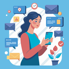 people using mobile chatting vector illustration