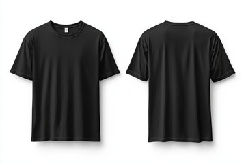 Black Tshirt Mockup Front and Back Isolated created with Generative AI