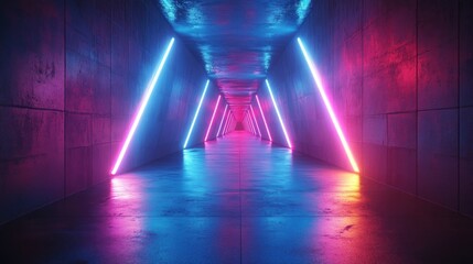 Poster - Neon Lights Tunnel