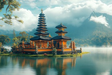 Wall Mural - Ulun Danu Bratan Temple in Bali, Indonesia