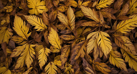 Sticker - Brown and yellow leaf pattern abstract background