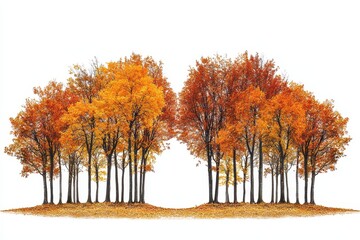 Poster - Stunning autumn chestnut trees in a heart shape on white background