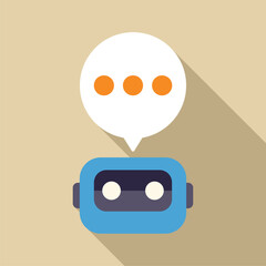 Poster - Blue chatbot is speaking with a speech bubble containing three dots