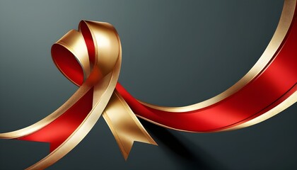 Wall Mural - Elegant Red and Gold Ribbons Celebrating Festivity and Luxury