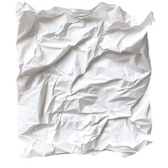 Crumpled White Paper Texture - Isolated on White Transparent Background, PNG
