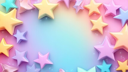 Aufkleber - Pastel 3d star frame background. Star background