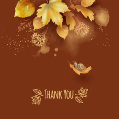 Sticker - Watercolor abstract autumn banner with fall leaves and paint stains. Floral Thank you card