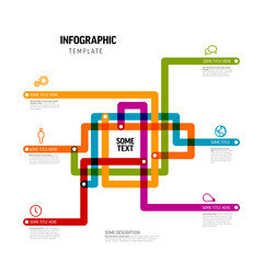 Poster - Multipurpose infographic template with color lines that makes some abstract map and icons with descriptions all on white background