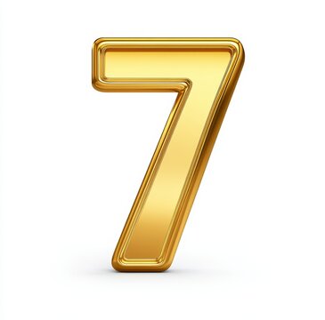 Seven polished golden objects with clipping paths
