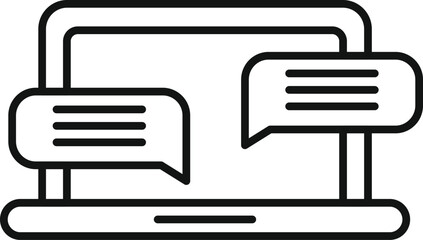 Poster - simple vector icon representing online chatting, messaging and communication via a laptop computer