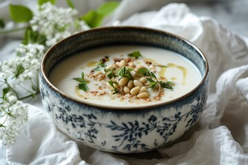 Sticker - Sweet chestnut soup with coconut milk chili lemon grass and pine nuts made at home