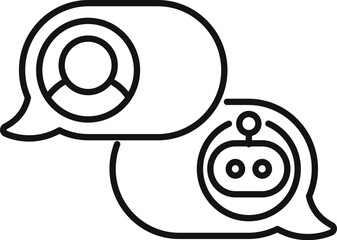 Poster - Simple icon of a chatbot and a person having a conversation represented by speech bubbles