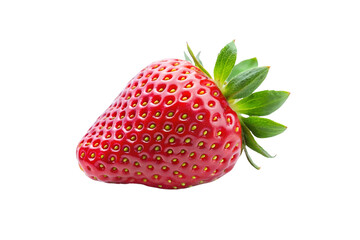 Fresh, ripe strawberry isolated on a white background highlighting its vibrant red color and details